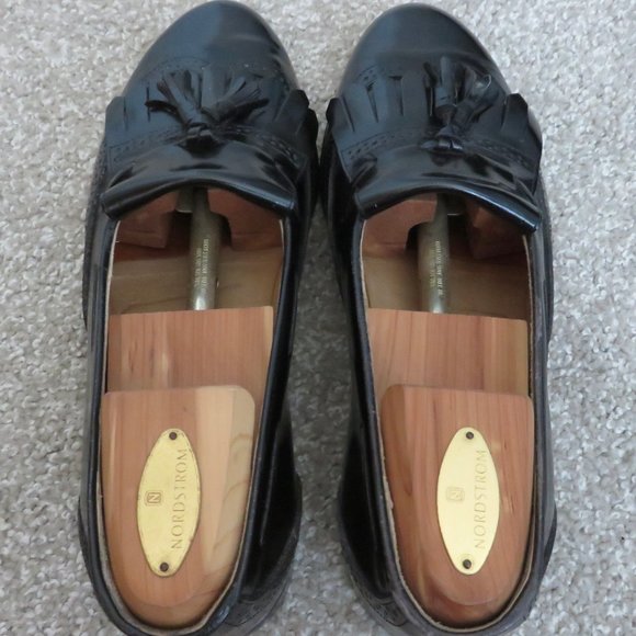 EUC Nordstrom Men\'s Black Leather Tassel Loafers w/ Dust Bags - 8M - Italy main image 6
